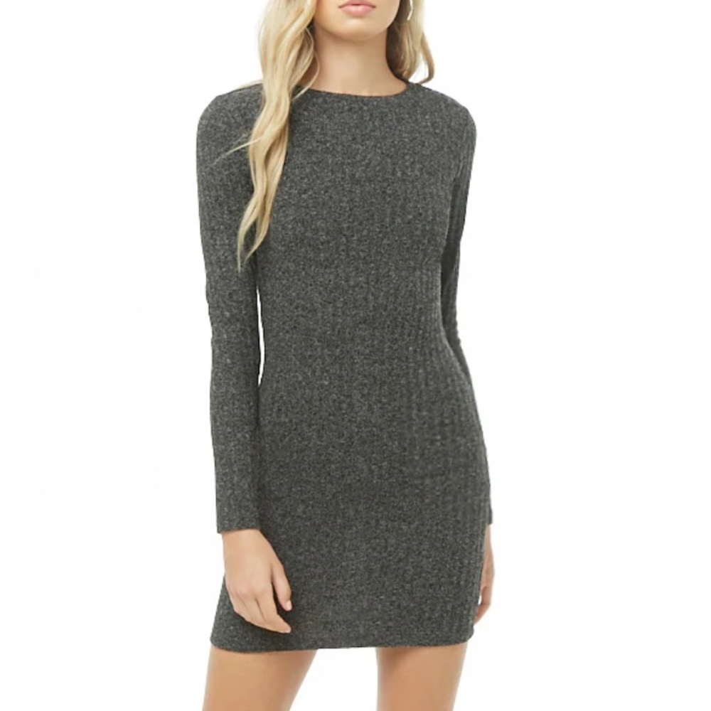 💟 Forever21 Grey Knit Ribbed Sweater Dress 💟
